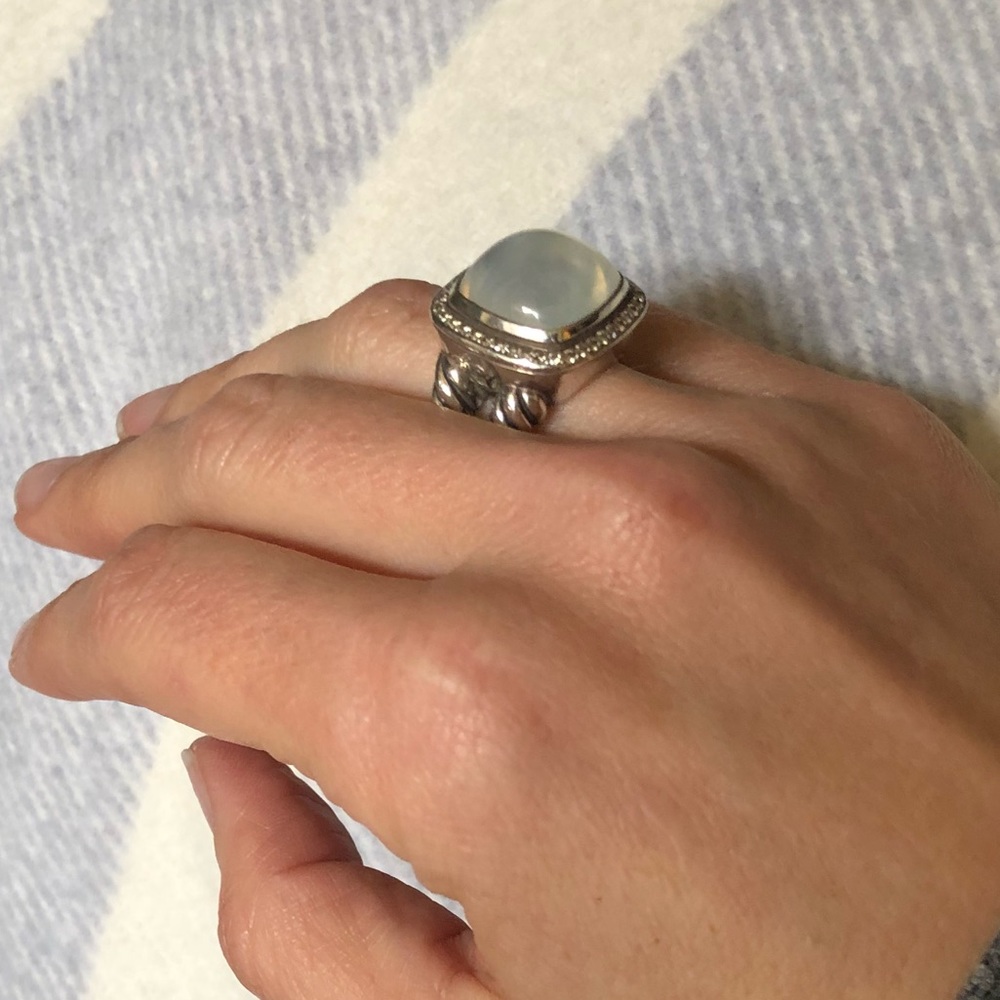 SOLD David Yurman Moonstone & Diamond Ring - Picture 5 of 8